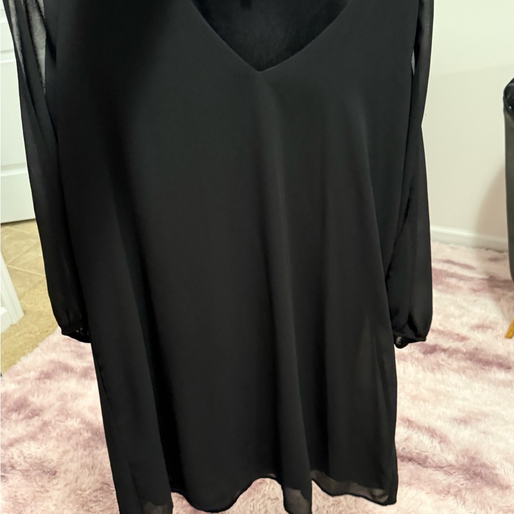 Lulu's Black Sheer Sleeve Blouse
